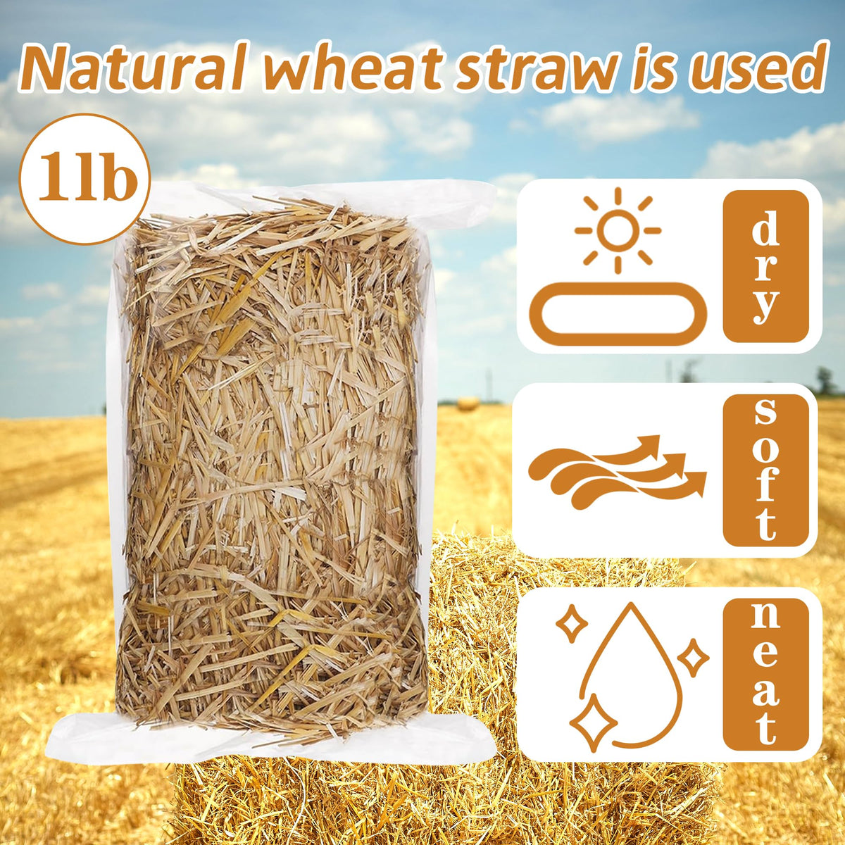 Vacuum-sealed WNJ wheat straw pack keeps straw tidy and portable