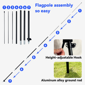 WOANIXY ground-spike secures the flag pole on hard surfaces