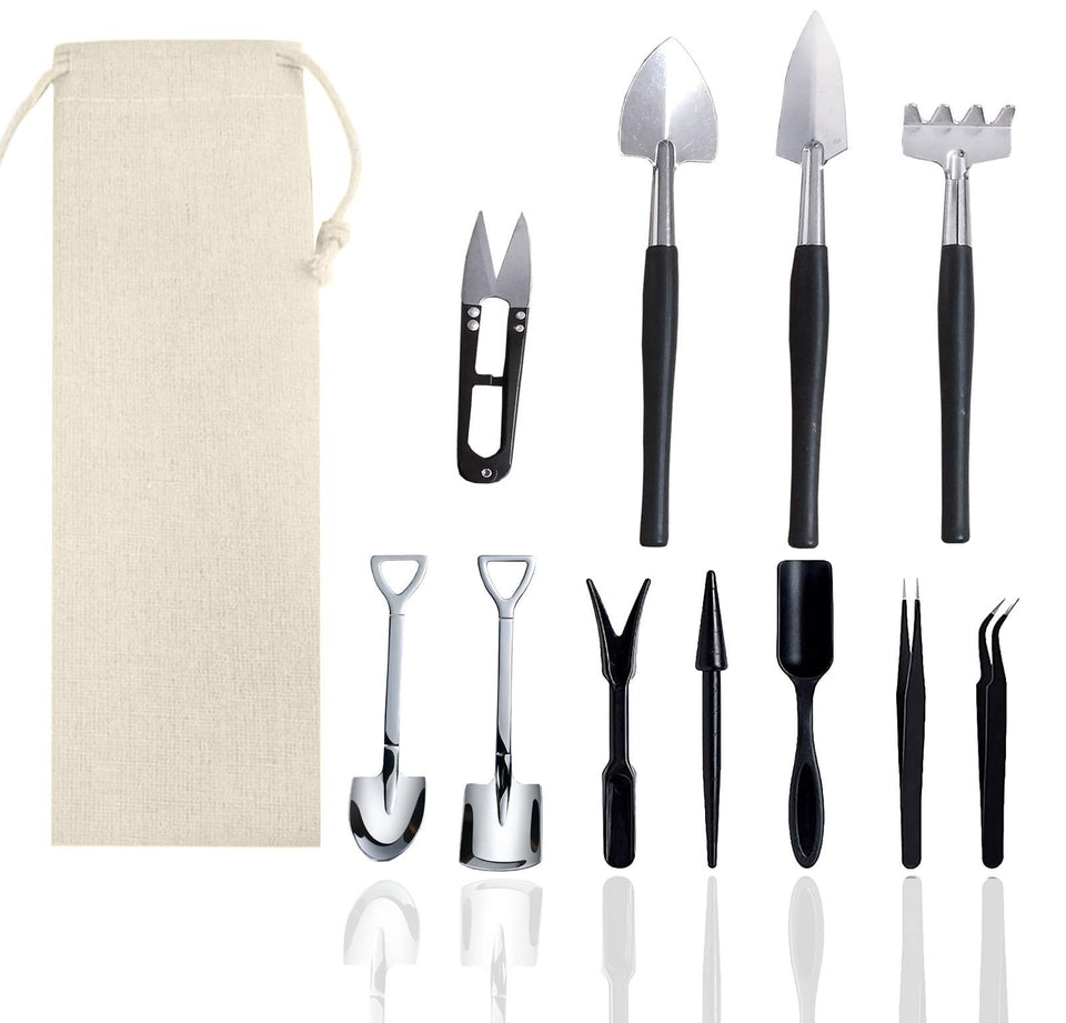 Wobodan 12-pcs succulent tools set with digging spade for precise transplanting in pots