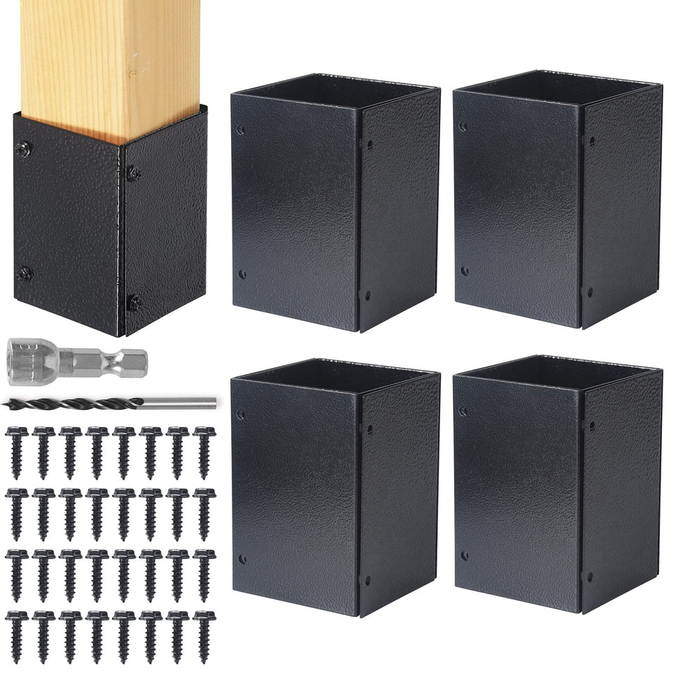 WOCEPU post protector assembled on a wooden post for full bottom protection