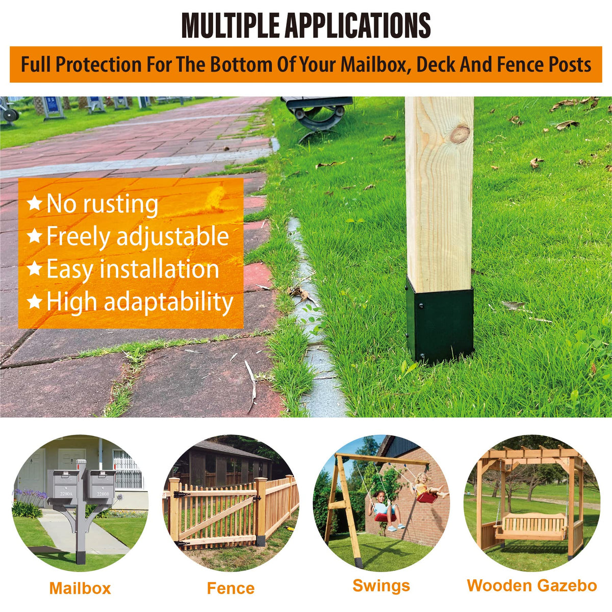 WOCEPU post protector demonstrates adjustable diameter range from 3.3 to 6 inches
