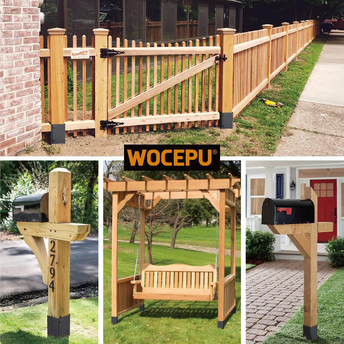 Four-piece set ready to protect multiple wooden posts around a home