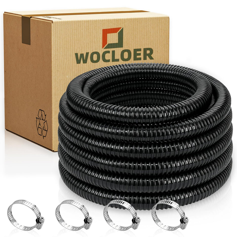 Wocloer pond tubing 1-1/4-inch 10ft hose ready for pump connections.