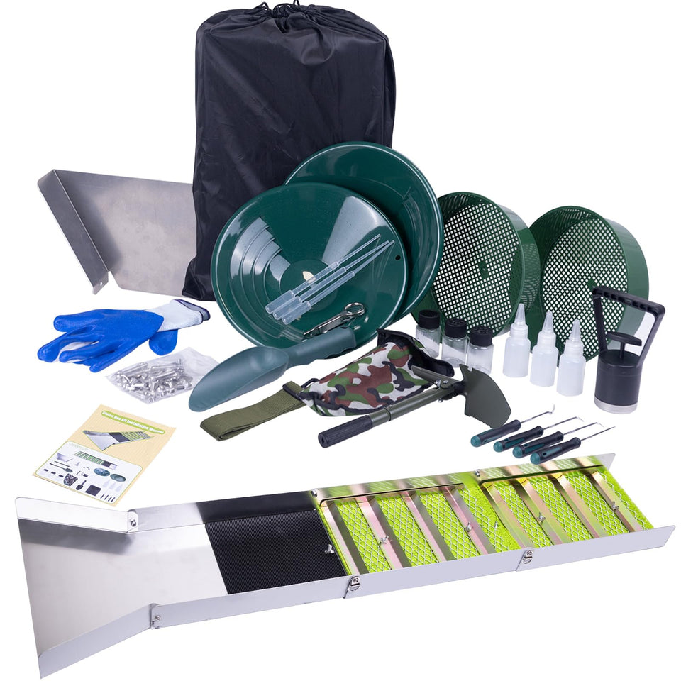 WodGod 27pcs gold prospecting kit folding sluice box for field use