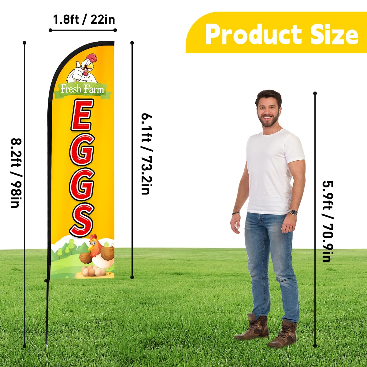 WODICY open for business eggs flag with bold EGGS text increases storefront visibility