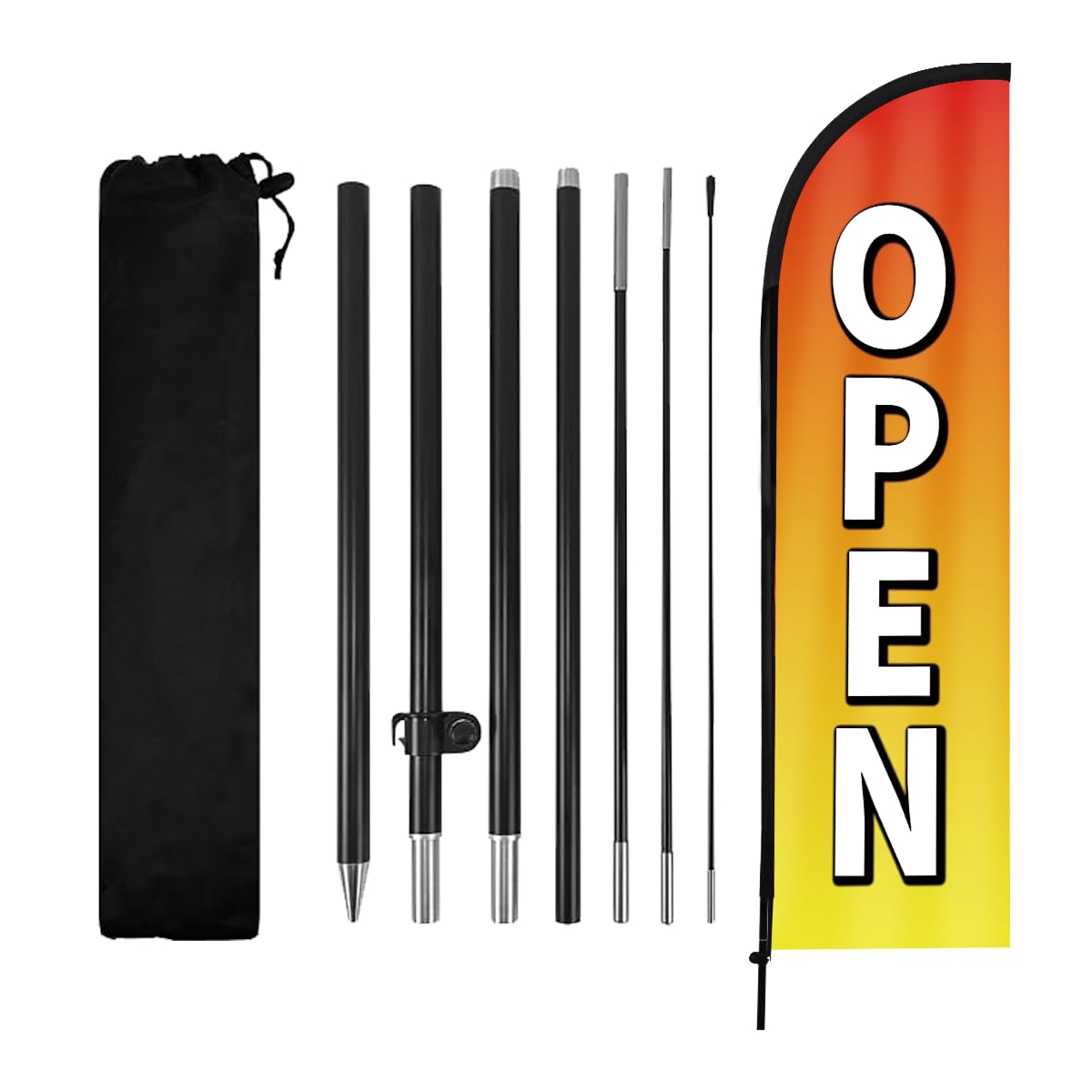 WODICY open flag 8.2ft with aluminum pole enhances storefront visibility
