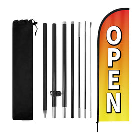 WODICY open flag 8.2ft with aluminum pole enhances storefront visibility