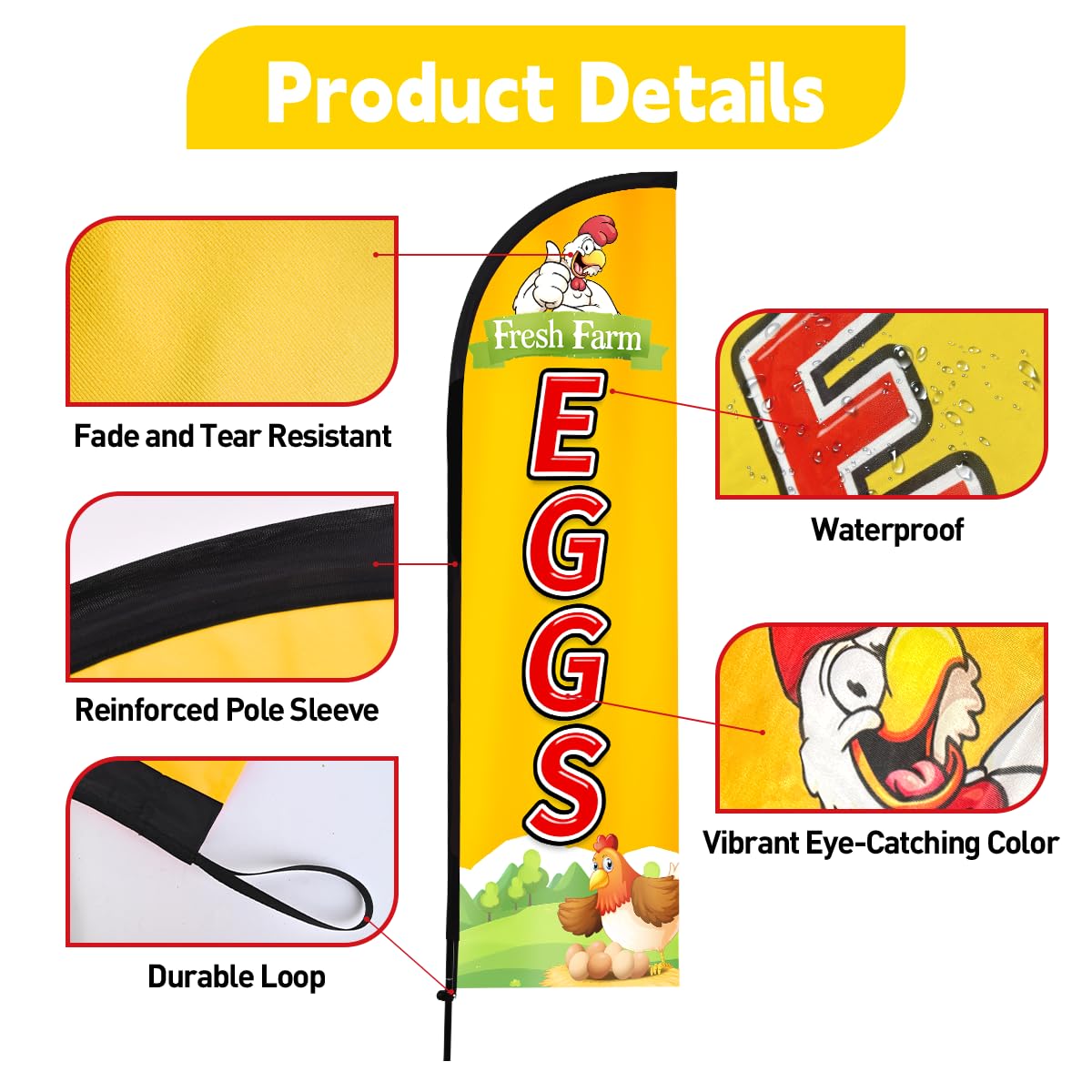 WODICY reinforced seams on flag for durable outdoor use