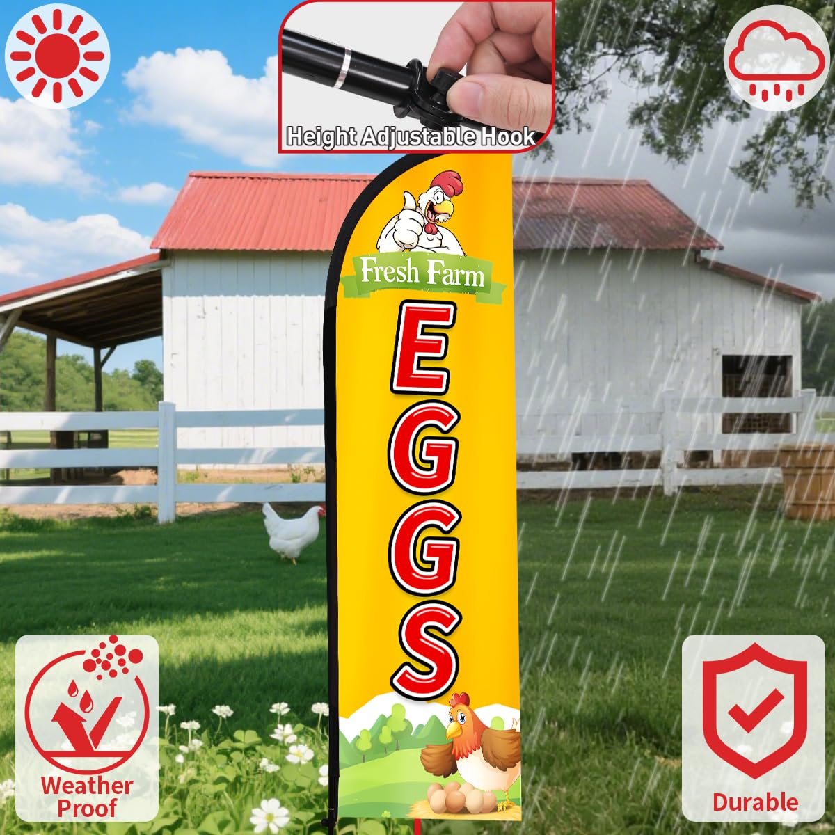 WODICY wind resistant feather flag standing in mild breeze
