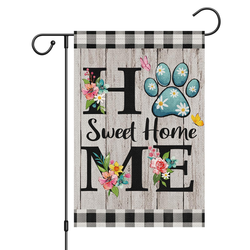 Wodison dog paw home garden flag, 12x18, outdoor burlap with rustic paw design