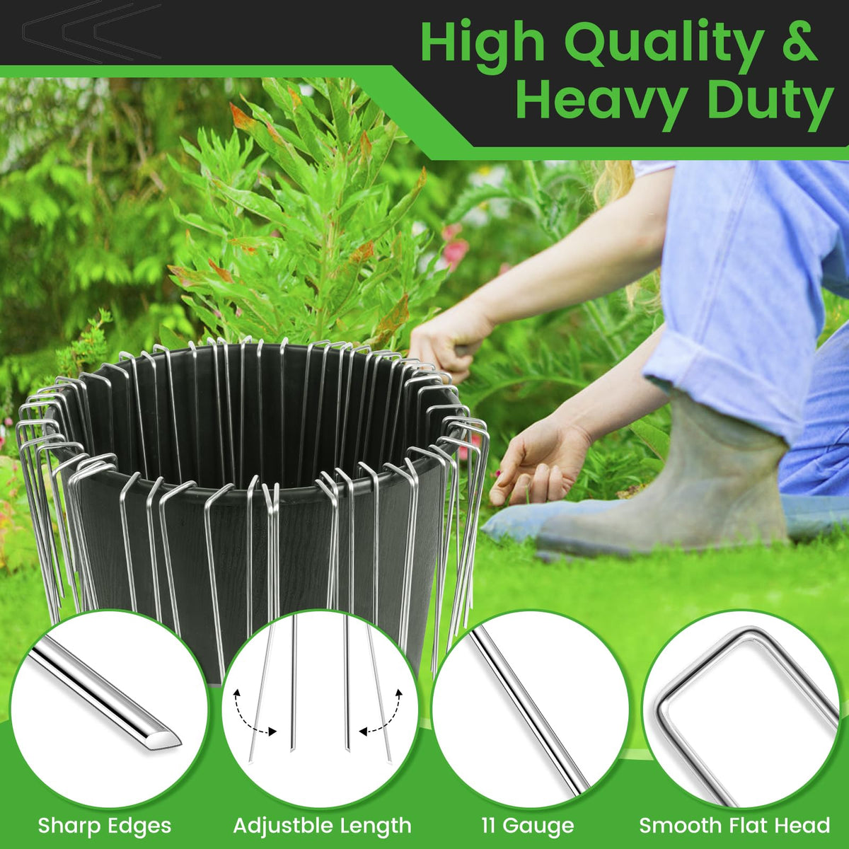 WOEden sharp beveled ends ease ground insertion into tough soil.