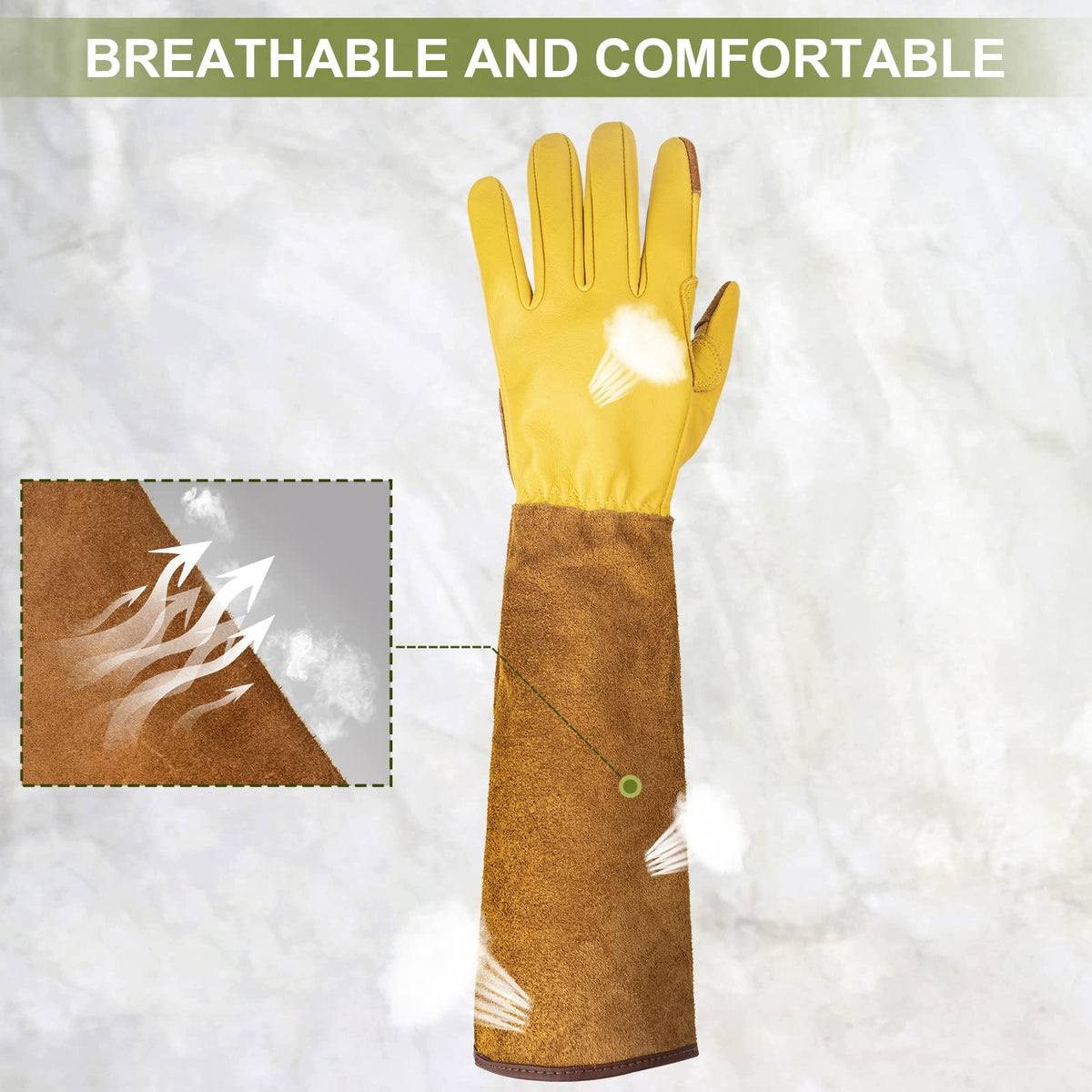WOHEER rose and cactus pruning gloves for prickly plants handling.