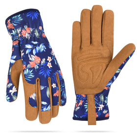 WOHEER gloves in army blue showing ergonomic palm grip for precise digging