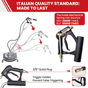 WOJET 3/8-inch quick plug inlet enables quick attachment to most washers.