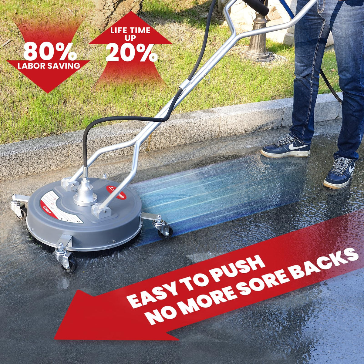 WOJET dual-handles provide comfortable control during extended cleaning sessions.