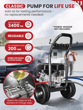 WOJET 3400psi 2-5gpm pump delivering strong outdoor cleaning performance