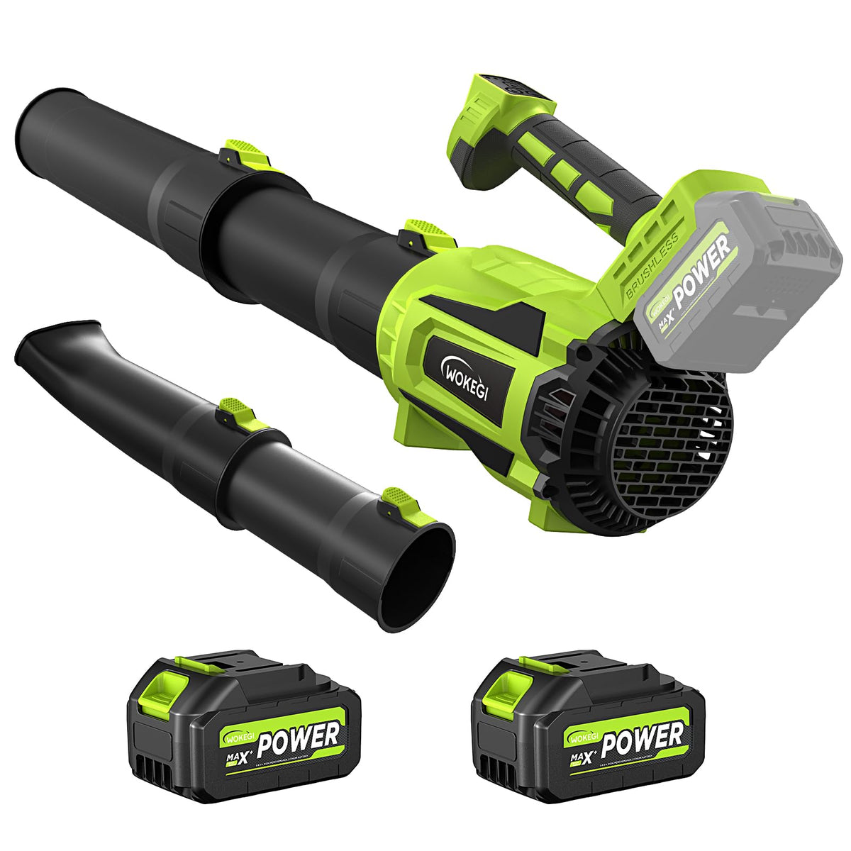 WOKEGI cordless leaf blower in use for quick yard cleanup and debris clearance.