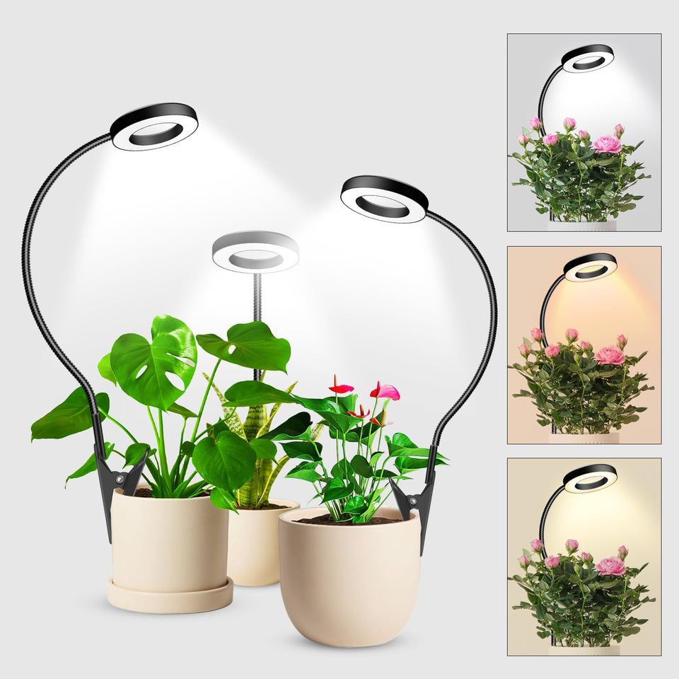 Wolezek 2in1 grow light clipped to pot for flexible indoor lighting and care