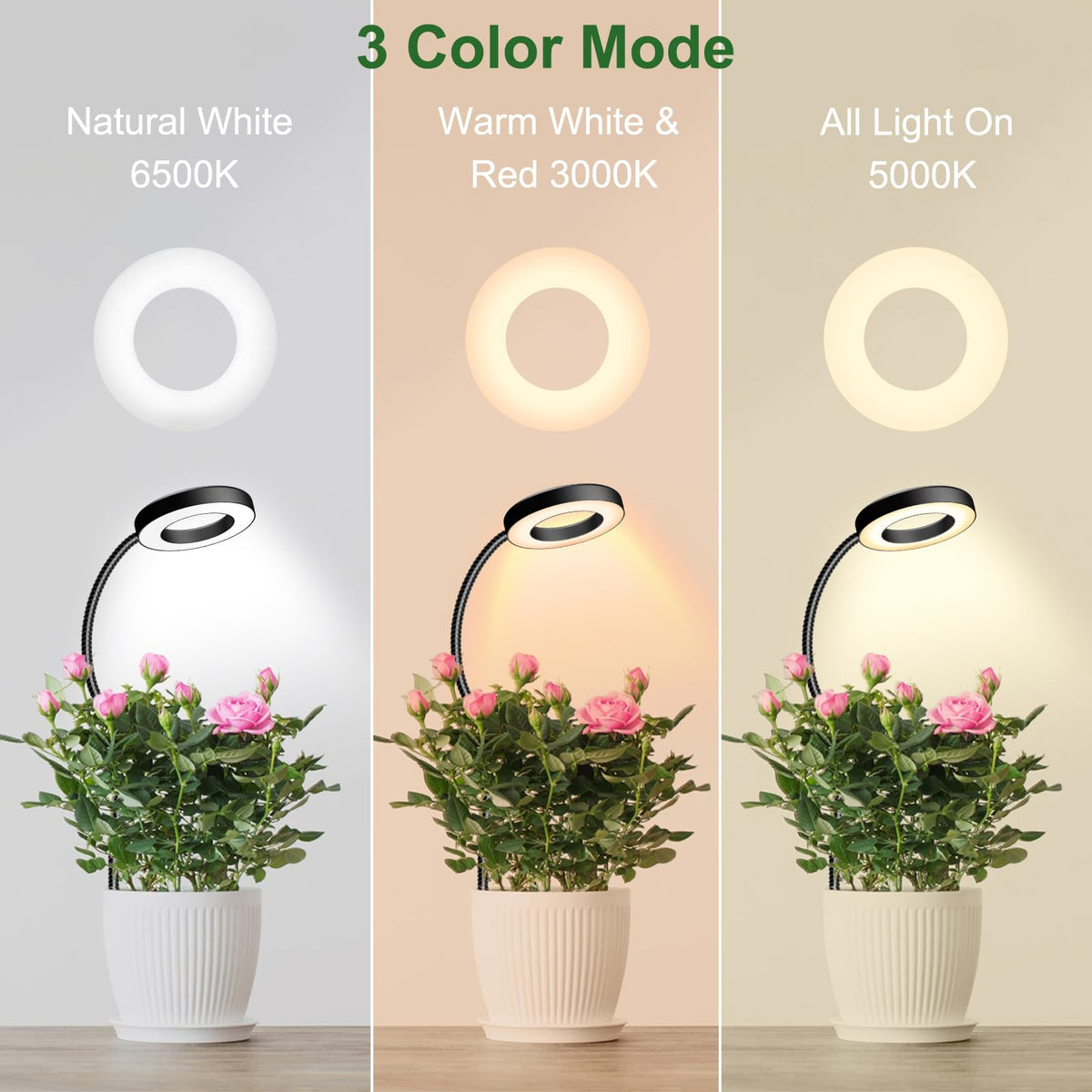 Wolezek 2in1 grow light full spectrum from 660 nm to 6500 K for plant growth