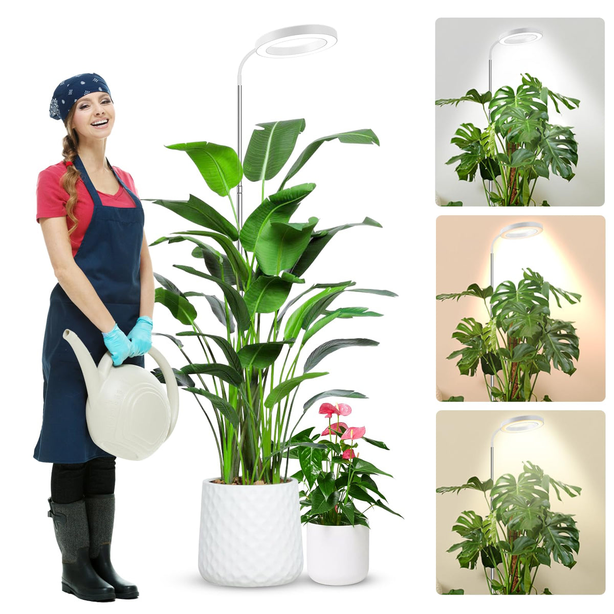 Wolezek Grow Light 65-inch full-strip illuminates a row of indoor plants.