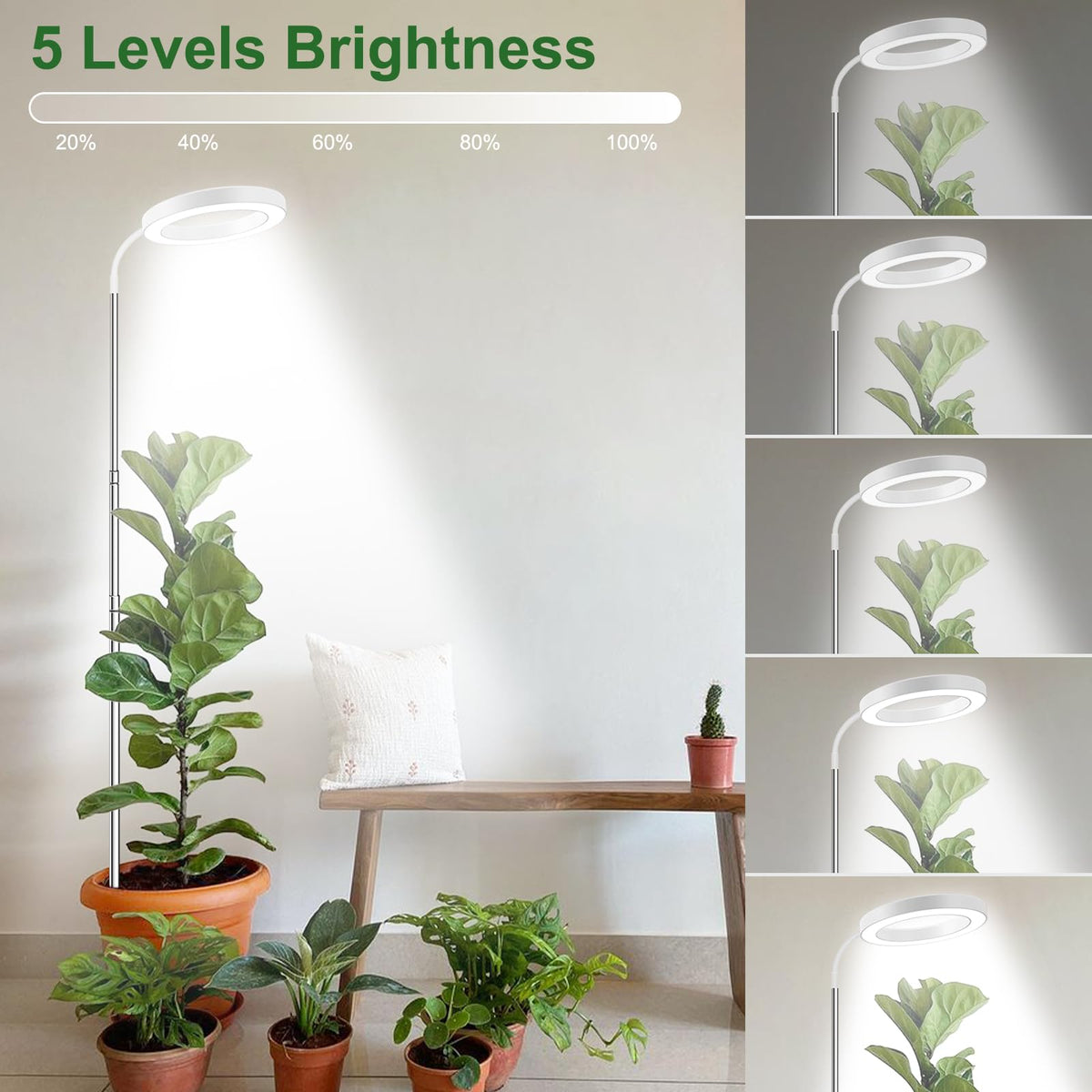 Wolezek Grow Light with 80 LEDs for strong, efficient indoor lighting.