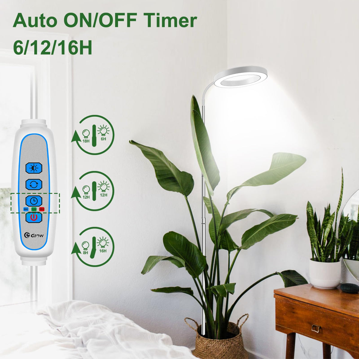 Wolezek Grow Light with five brightness levels adapts to plant needs.
