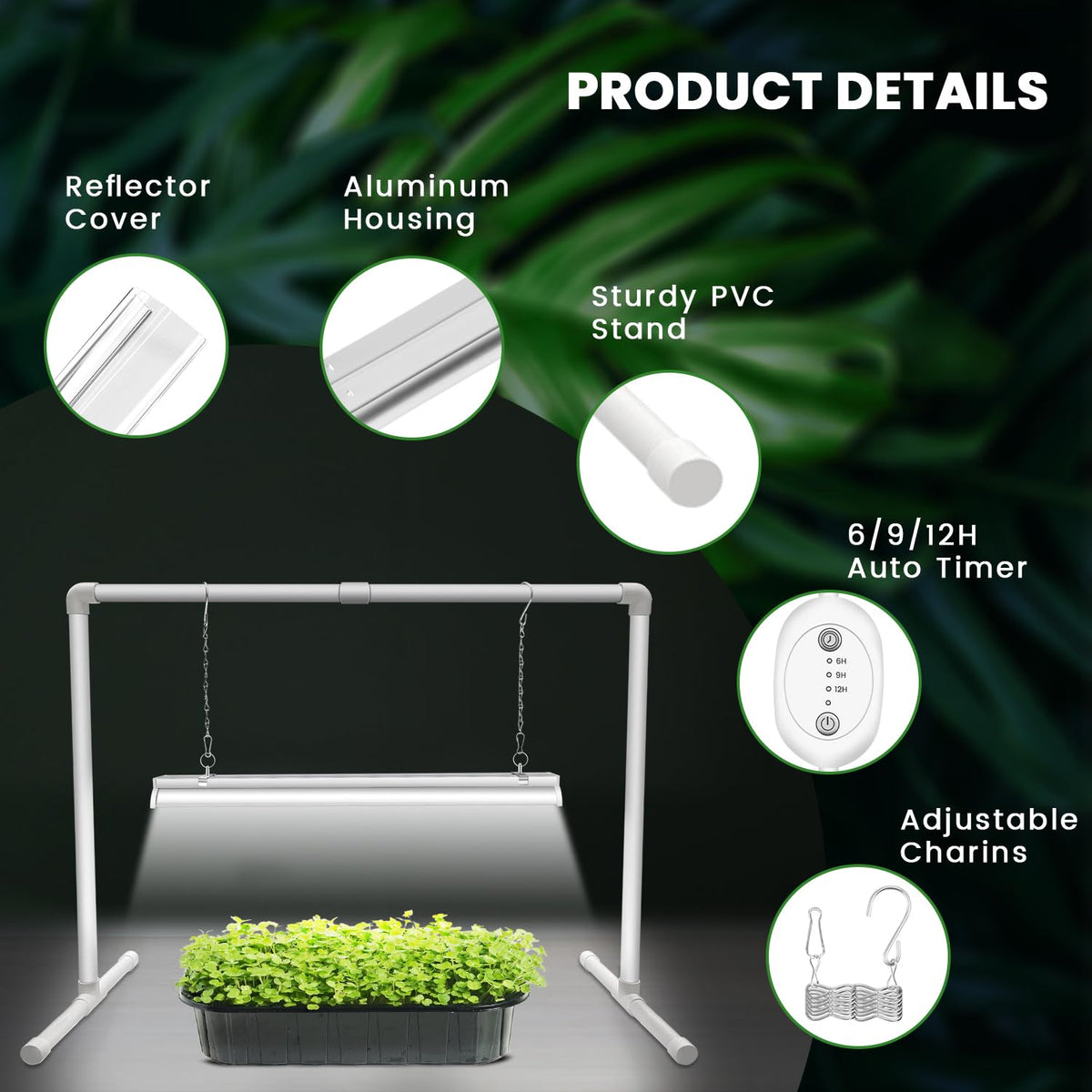 Wolezek Grow Lights dense LED chips provide bright, even coverage.