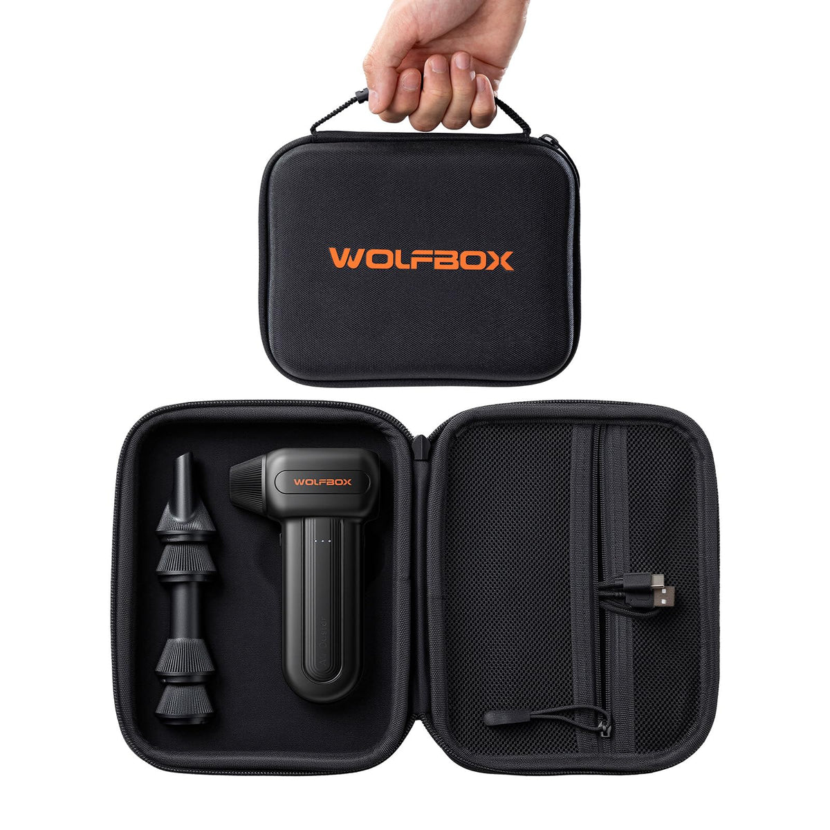 WOLFBOX MF60/MF70 case front view showing tailored fit for secure transport