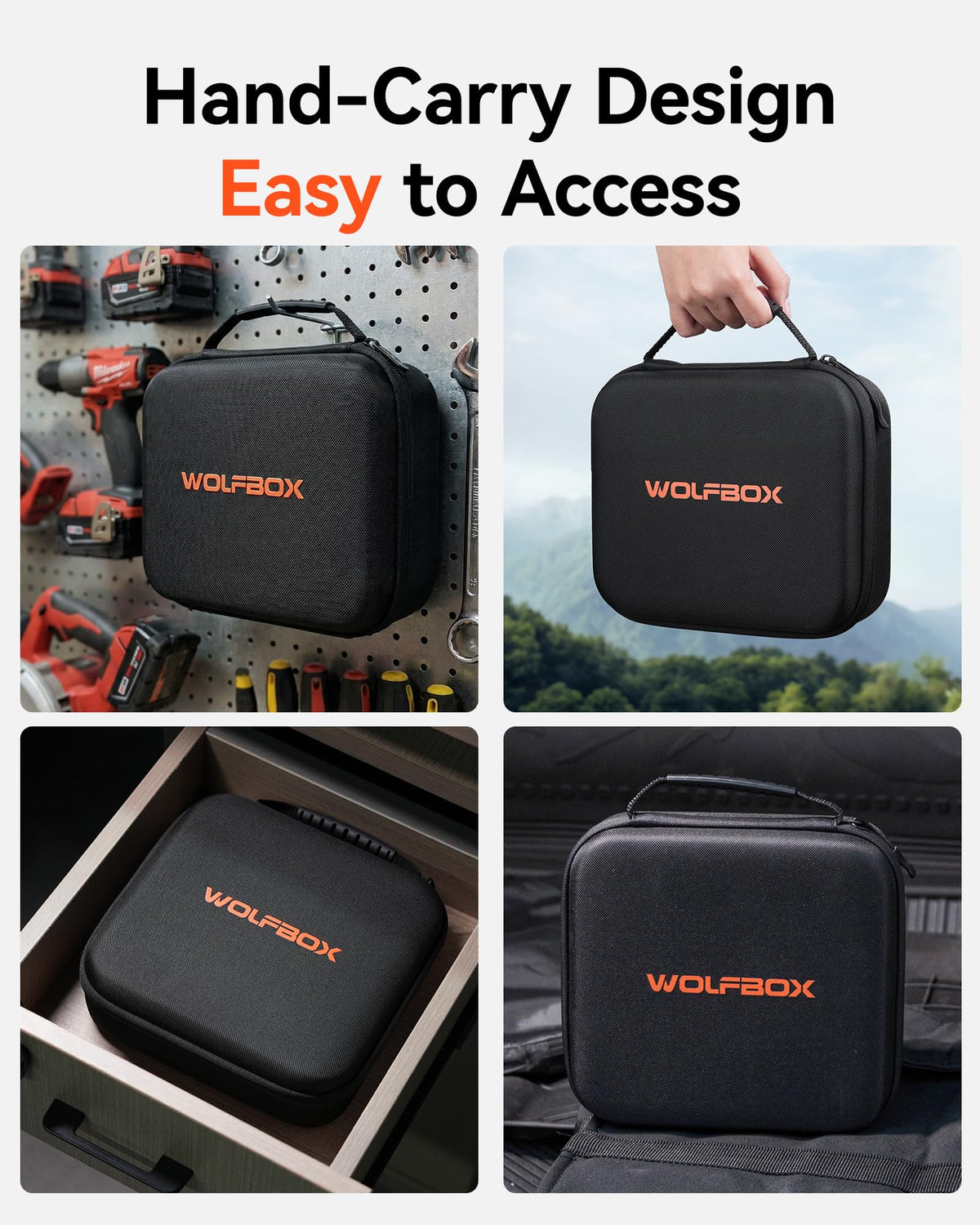 WOLFBOX case fits neatly in a car or office storage space