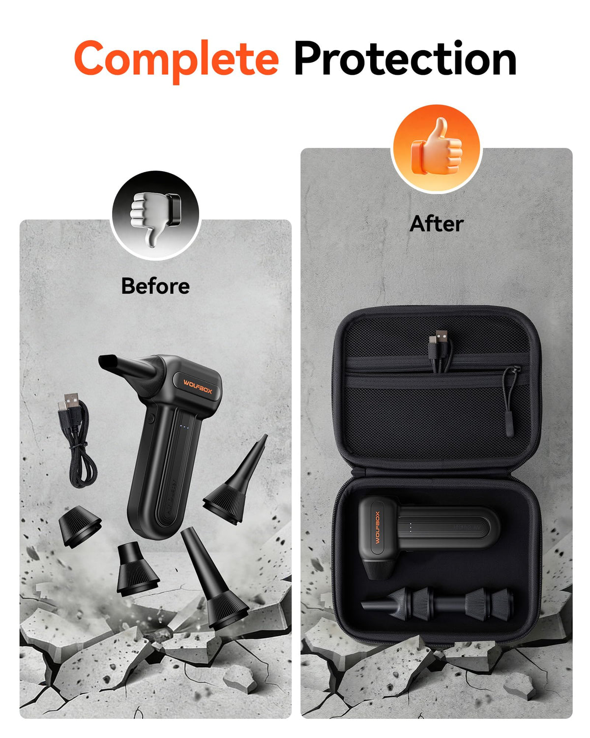 WOLFBOX impact resistant EVA shell providing 360-degree protection