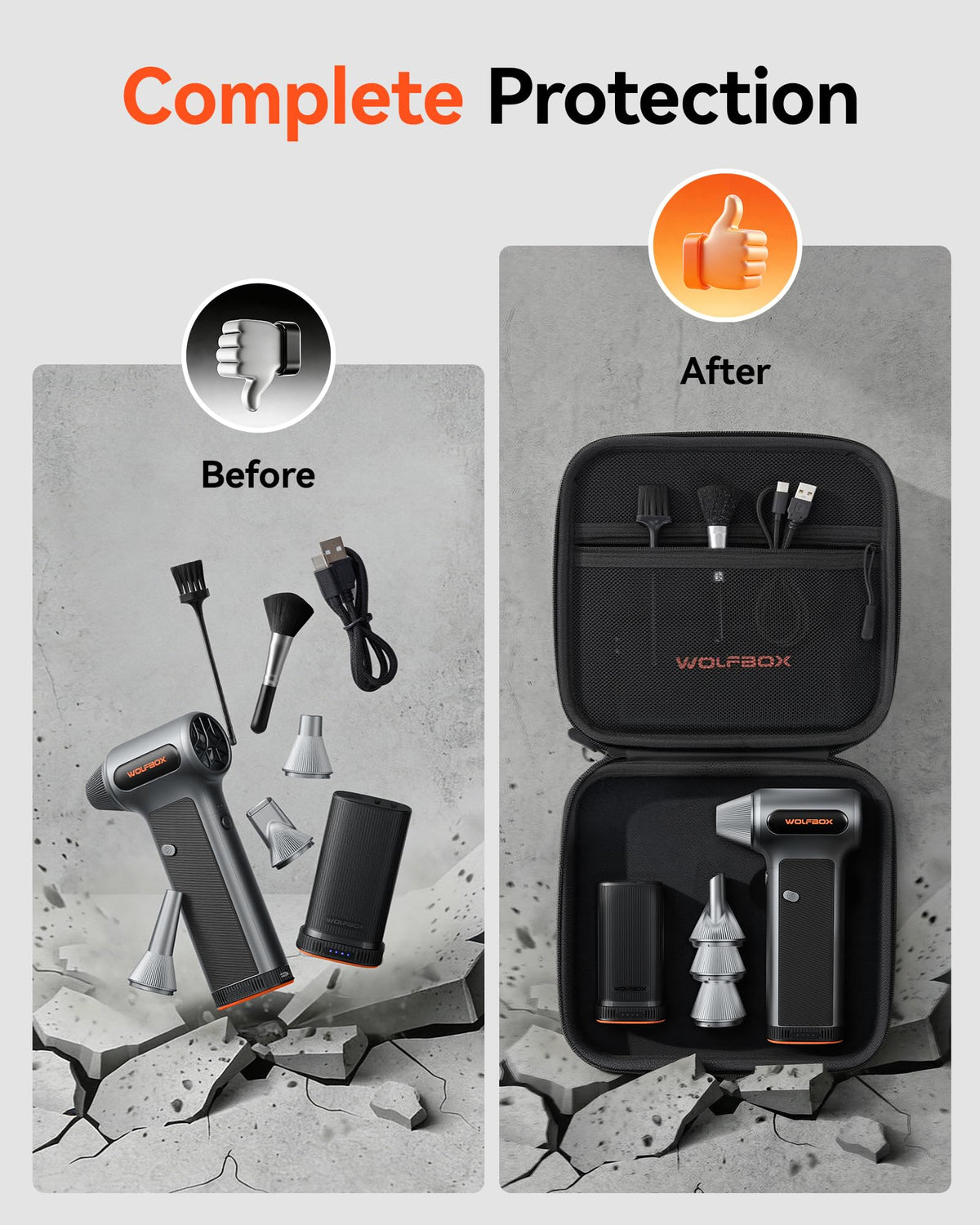 WOLFBOX splashproof and dustproof fabric protects gear in humid environments