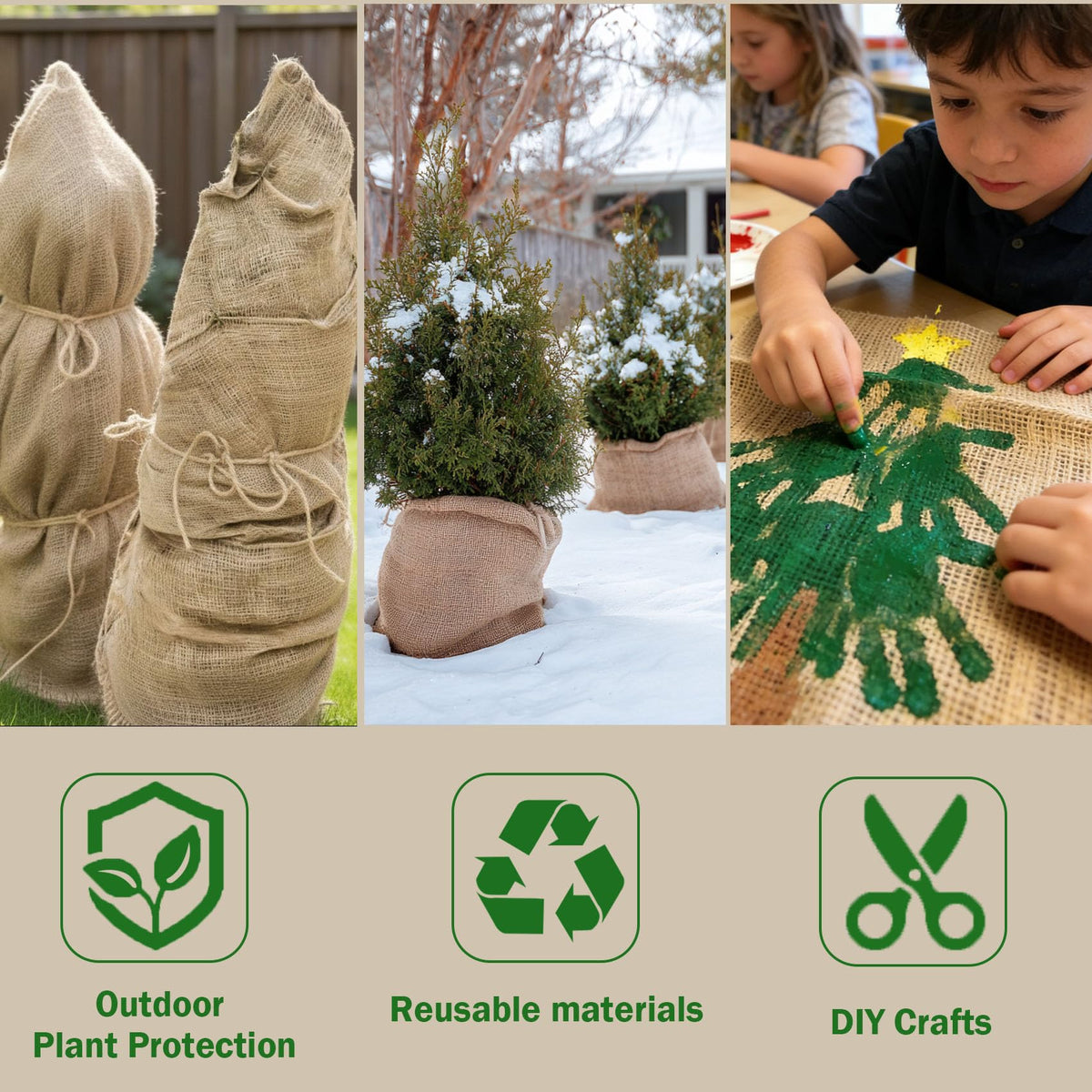 WOLOGO burlap weed barrier allows air and water through for healthy plant growth