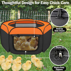 WOLOGO pop-up chick brooder playpen deployed indoors for safe chicks.