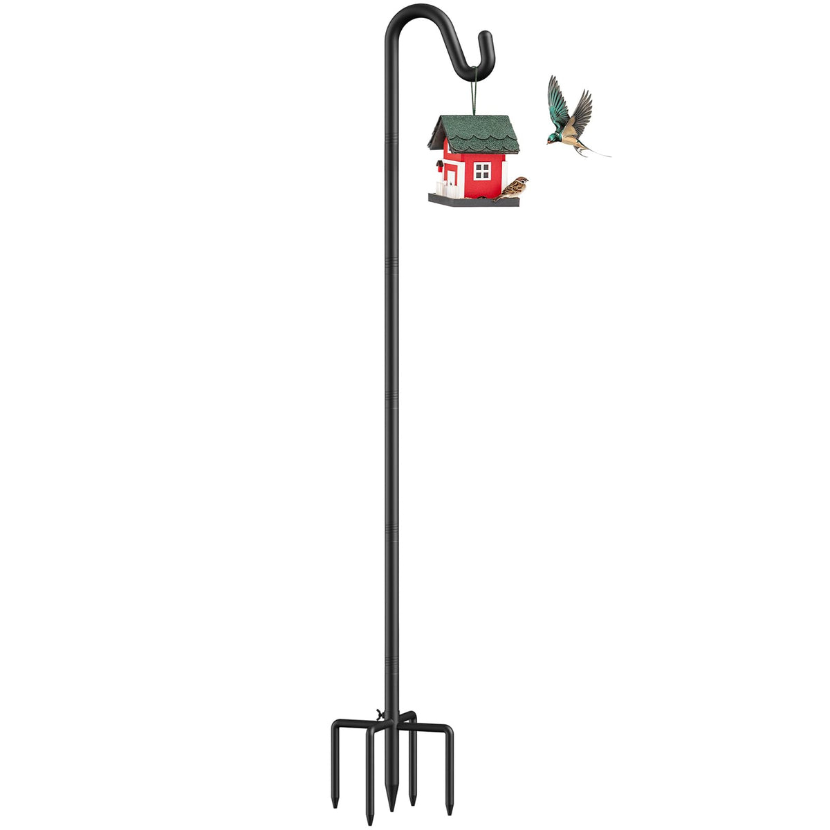 Womnwomn 92-inch heavy-duty pole, ideal for securing bird feeders in open yards.