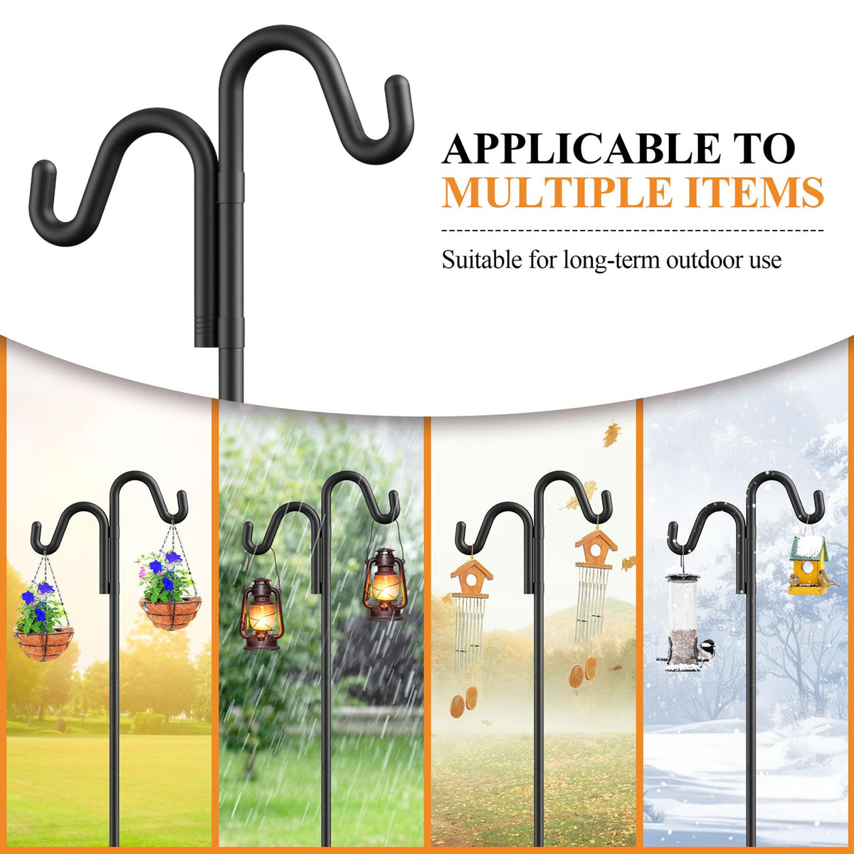 Womnwomn sturdy shepherd hook complements gardens, patios, lawns