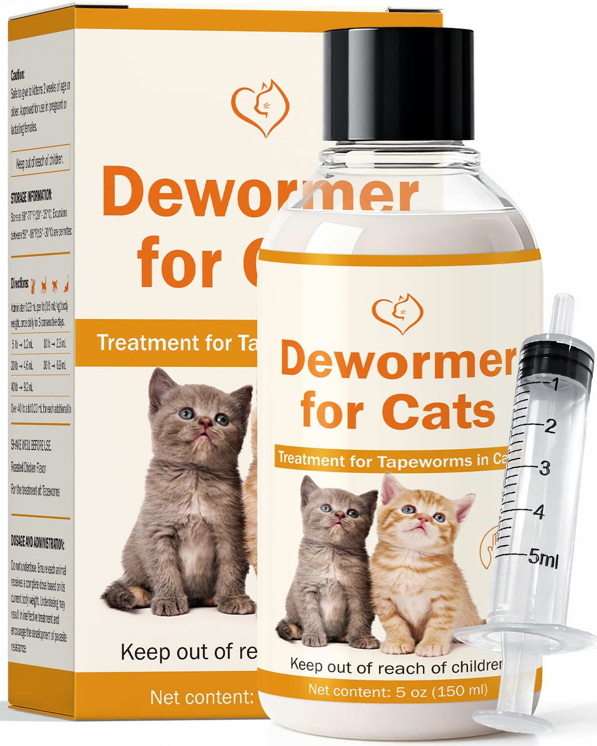 WOMRICH tapeworm treatment bottle 150ml for at-home feline deworming
