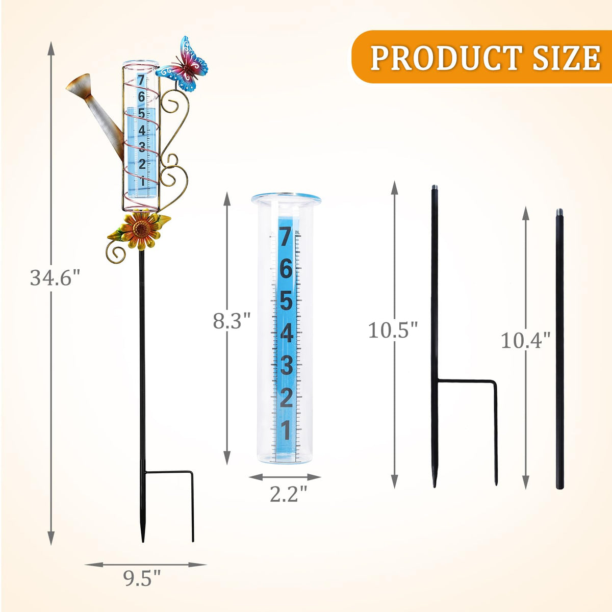 WONDER GARDEN rain gauge with blue water stripe for quick distant readings