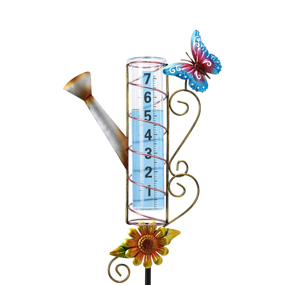 WONDER GARDEN decorative kettle butterfly rain gauge enhances garden charm while tracking rainfall