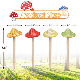 Wonder Garden vibrant hand-painted mushrooms decorate pots and garden edges.