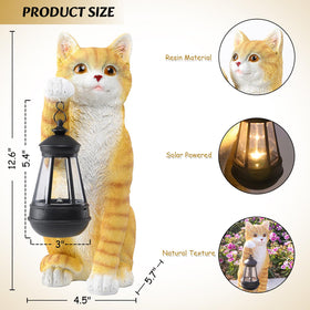 WONDER GARDEN orange cat figurine brightens patios with solar glow.
