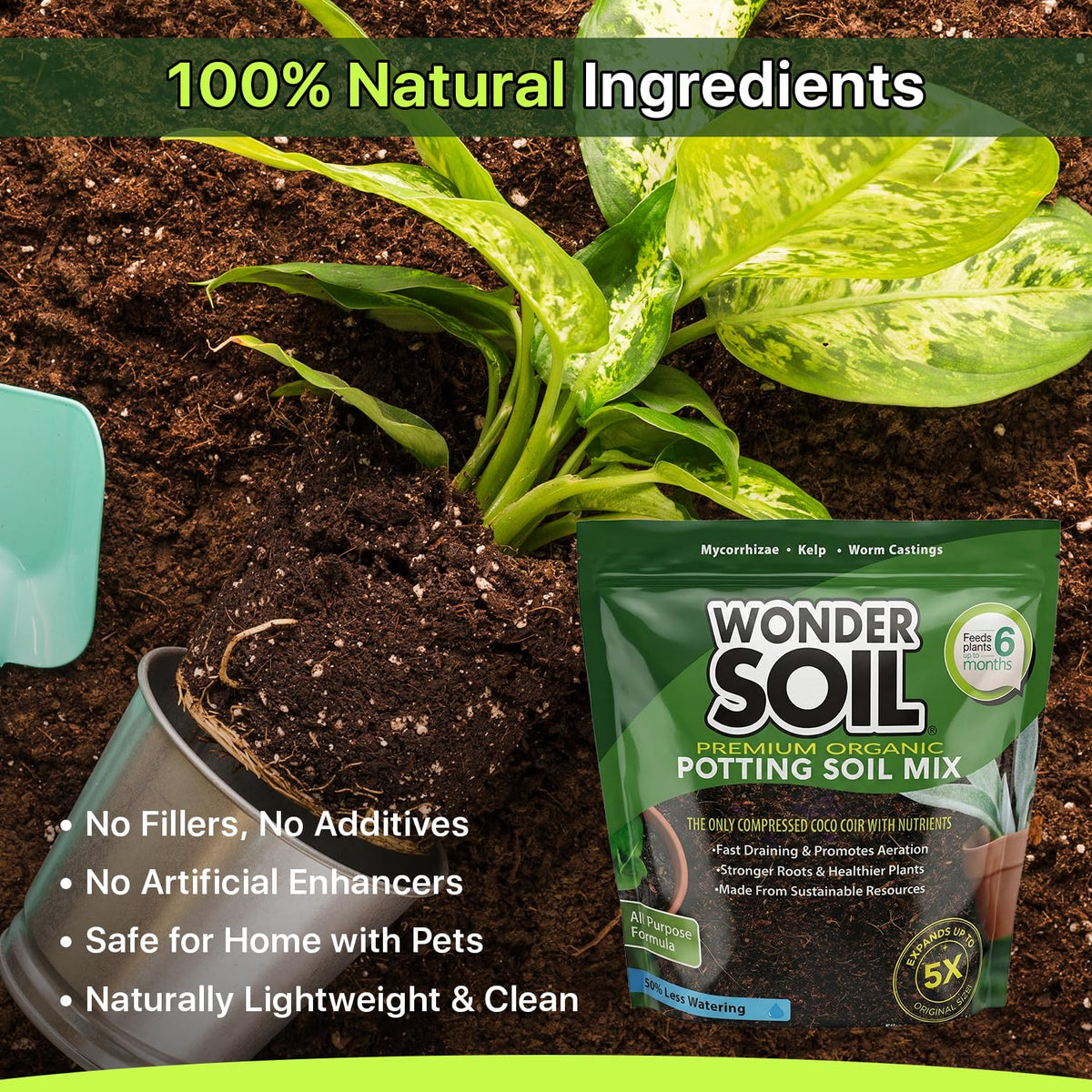 Wonder Soil indoor and outdoor use for pots, planters, and beds