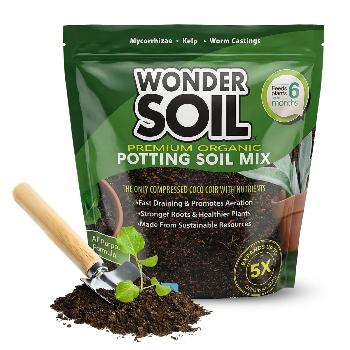 Wonder Soil organic potting soil coco coir expands to 12 quarts for ready-to-plant containers