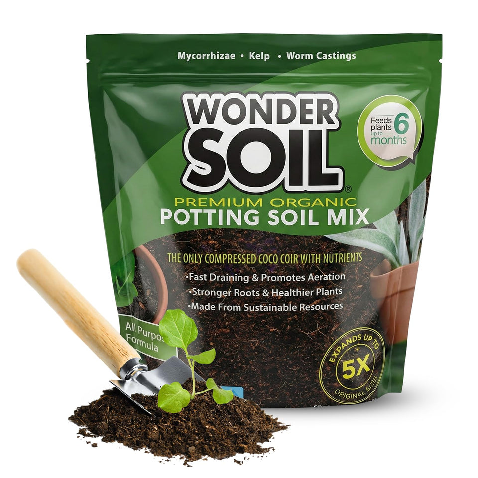 Wonder Soil organic potting soil coco coir expands to 12 quarts for ready-to-plant containers