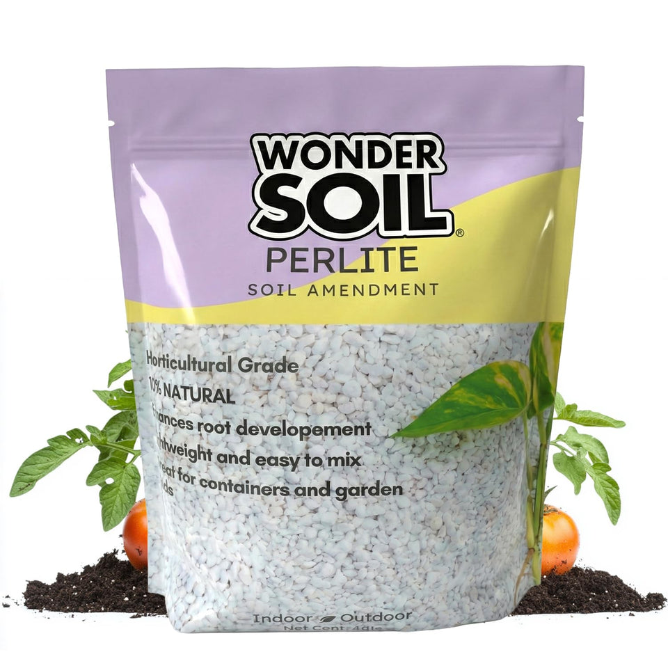 Wonder Soil perlite aeration action improves soil porosity for thriving roots.