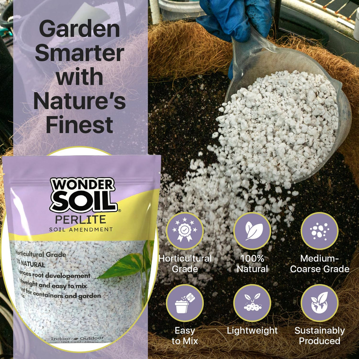 Wonder Soil perlite natural organic quality provides chemical-free growing medium.