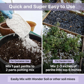 Wonder Soil perlite seed starting use enables better air balance for germination.