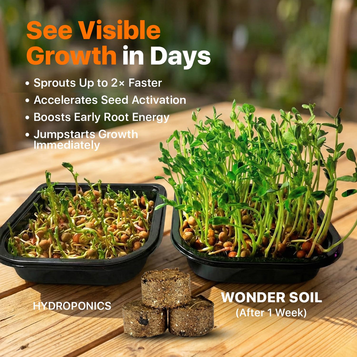 Wonder Soil seed pellets nutrients highlight worm castings and kelp.