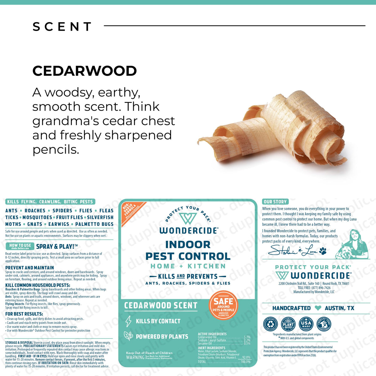 Wondercide cedarwood-scent-use suggests pleasant aroma while guarding against pests