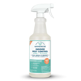 Wondercide indoor pest-control spray bottle shown for quick kitchen and living room use