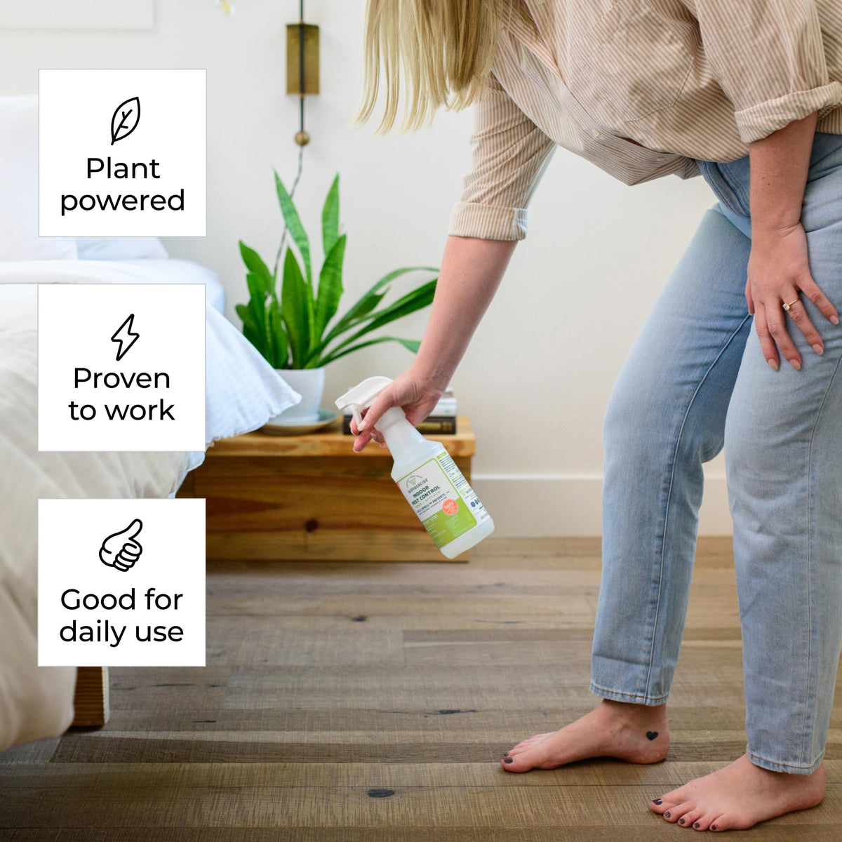 Wondercide baseboards spray around doors and windows for pest defense
